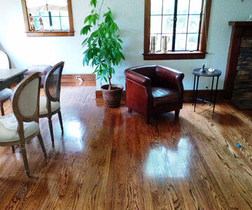 Engineered wood flooring in a living room